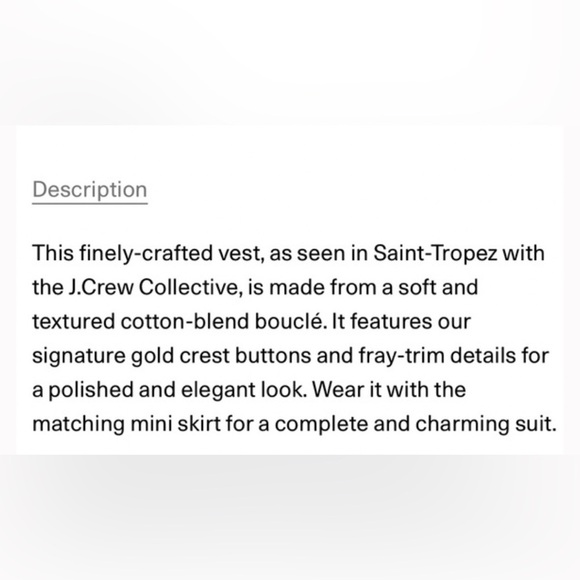 J Crew Black Textured Knit Boucle Vest with gold button detail Size XXL NWOT - Picture 9 of 9